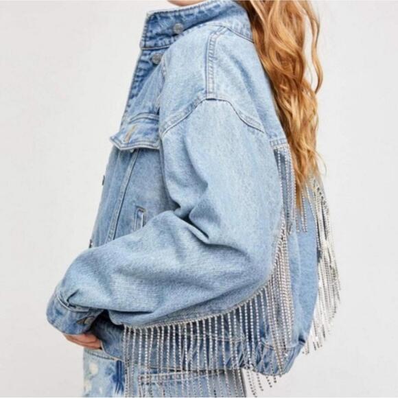 Free People Comet Denim Bomber - Picture 4 of 9